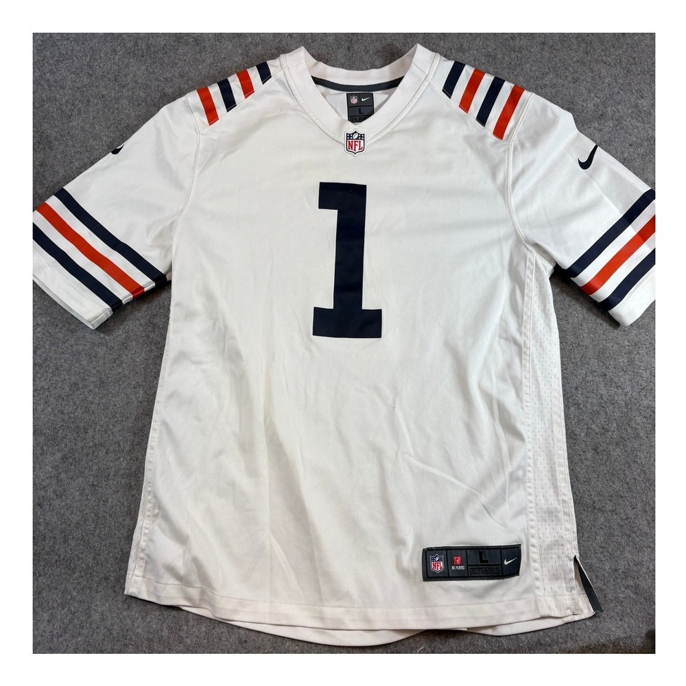 Nike On Field NFL Chicago Bears Jersey Mens Large White On Field Football Fields